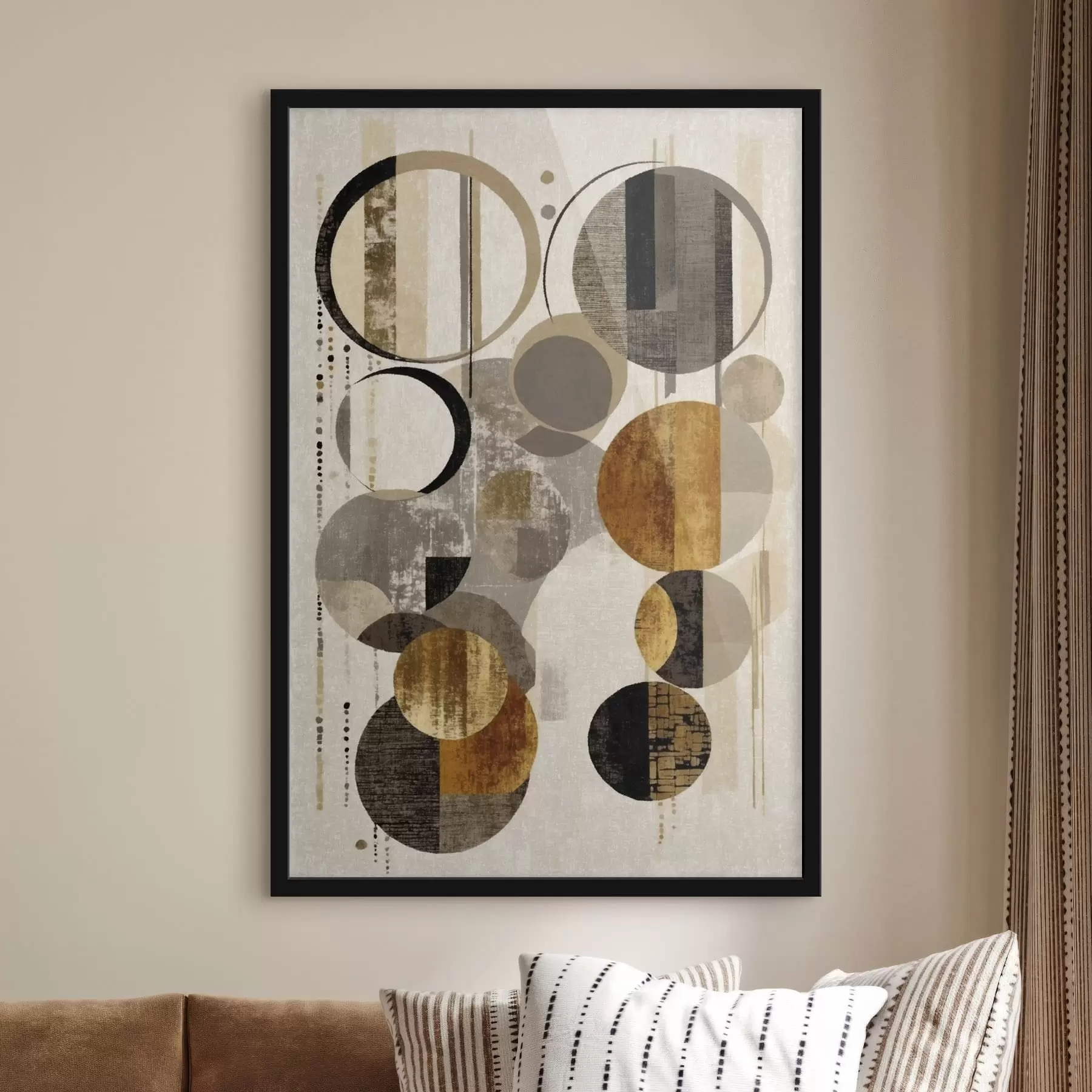 murales de pared Círculos abstractos en tonos cálidos y neutros f47766