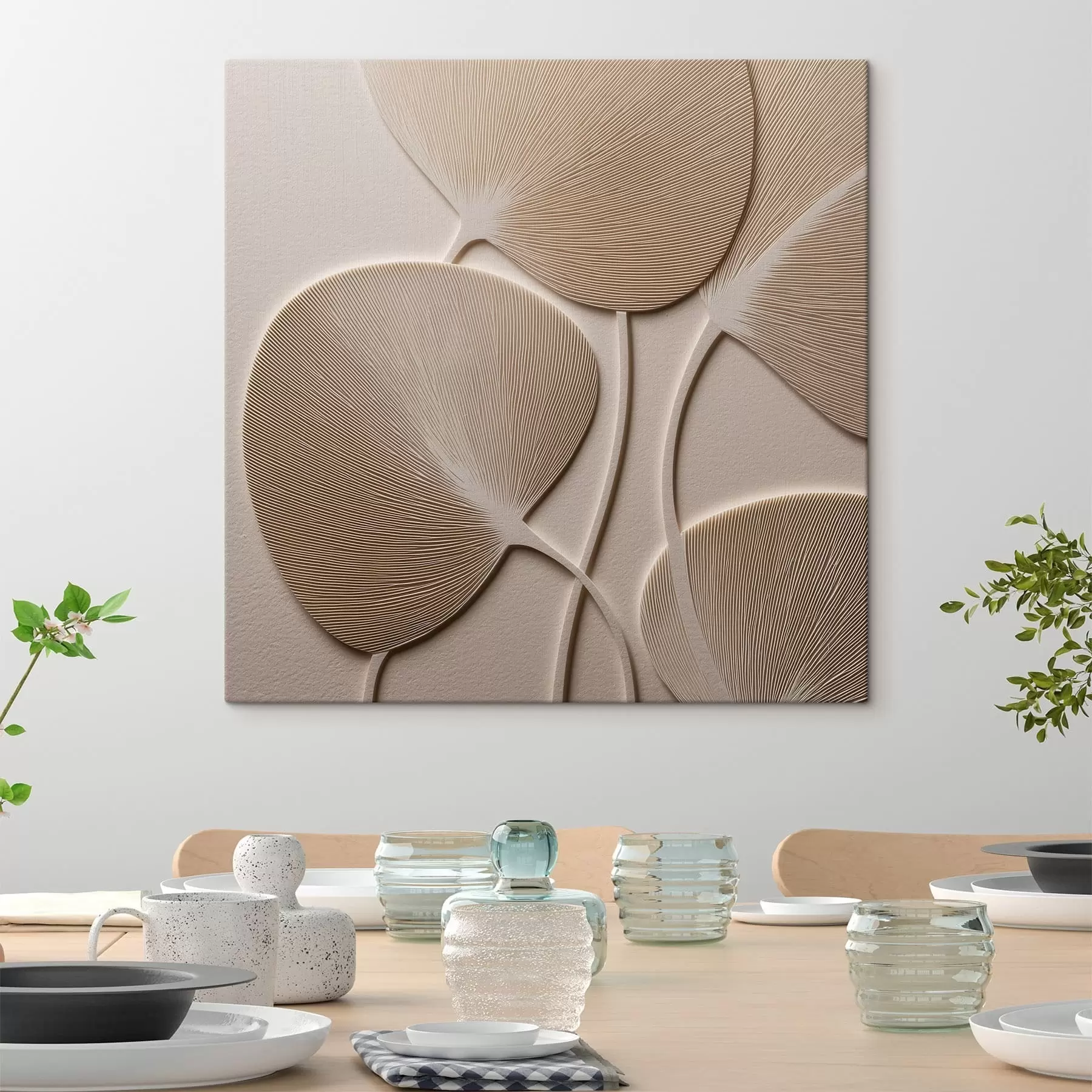 murales de pared Resumen con hojas s47795