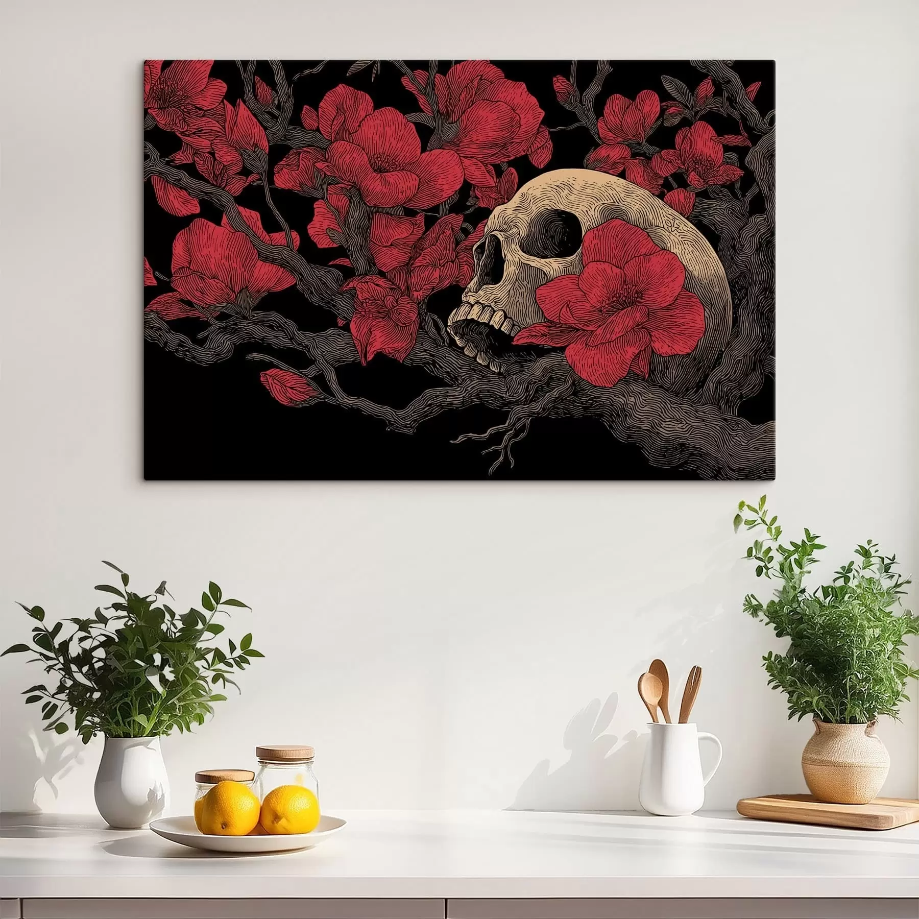 murales de pared Calavera con flores s47797