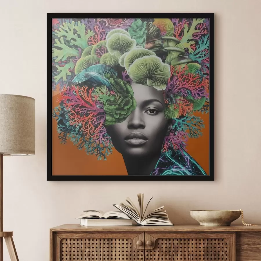 murales de pared Retrato psicodélico con setas f47787