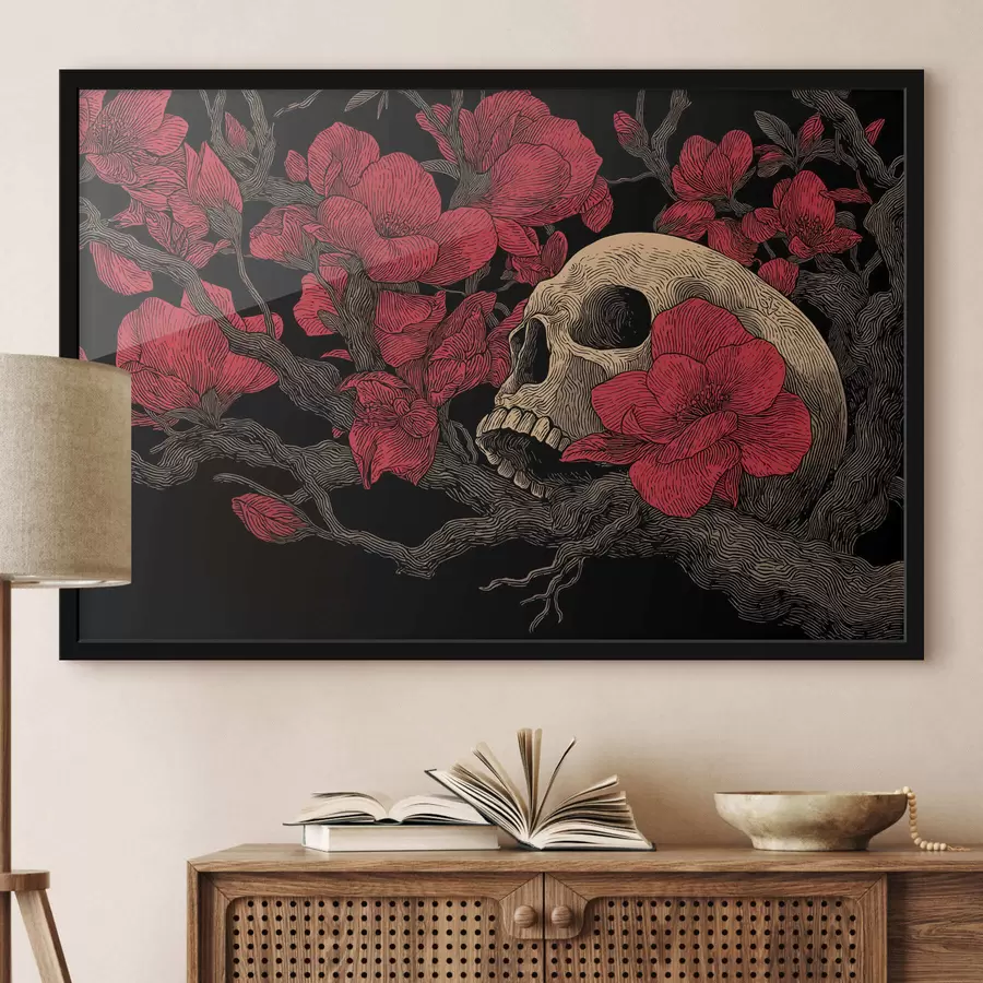 murales de pared Calavera con flores f47797