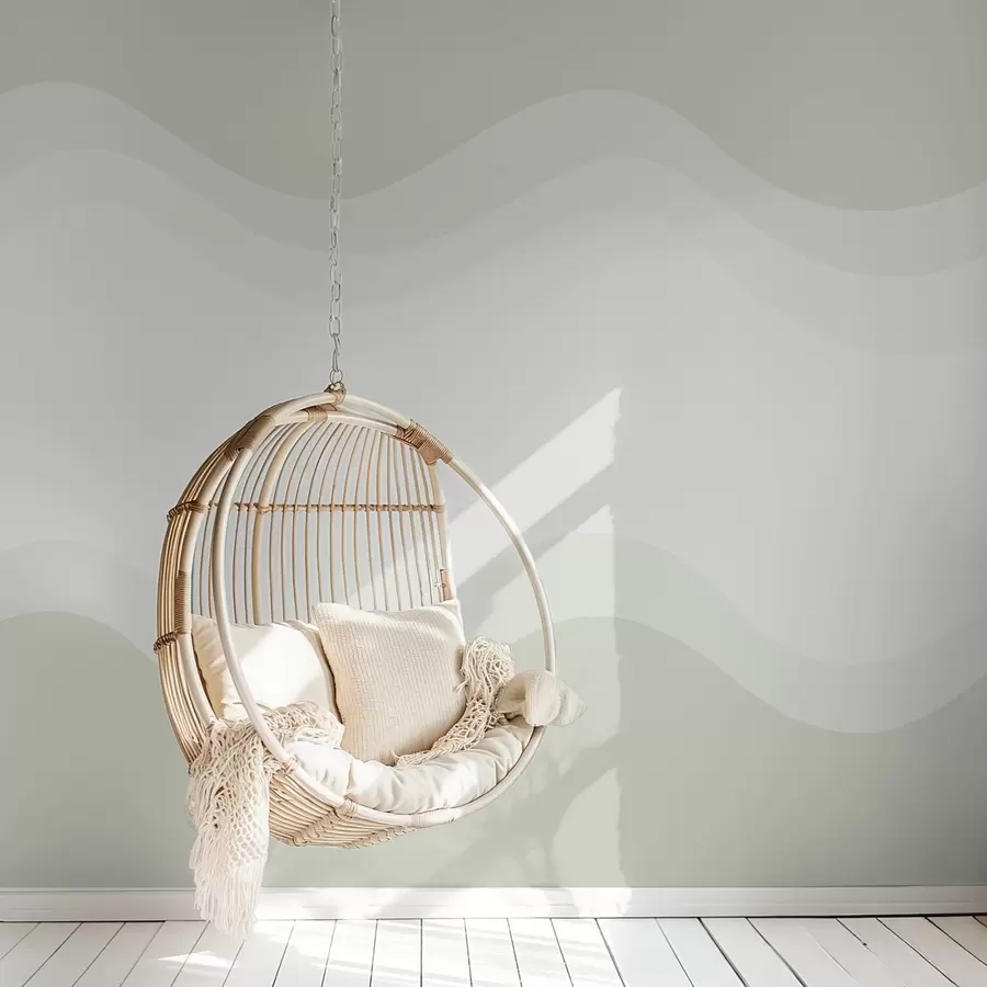 murales de pared Ondas abstractas en paleta verde claro w05132v1