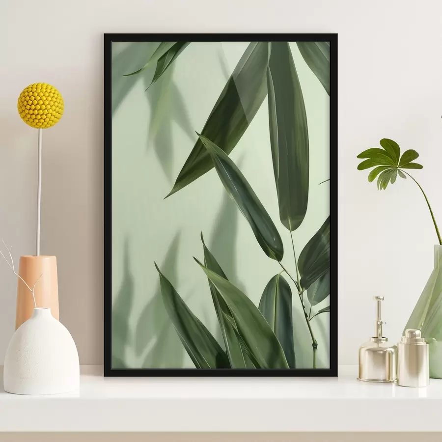 murales de pared Hojas de bambú sobre fondo claro f47815