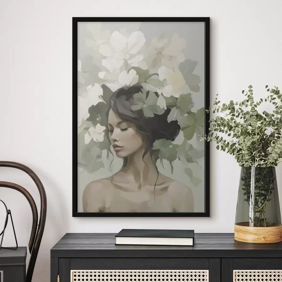 murales de pared Retrato de una niña con una corona de flores f47807