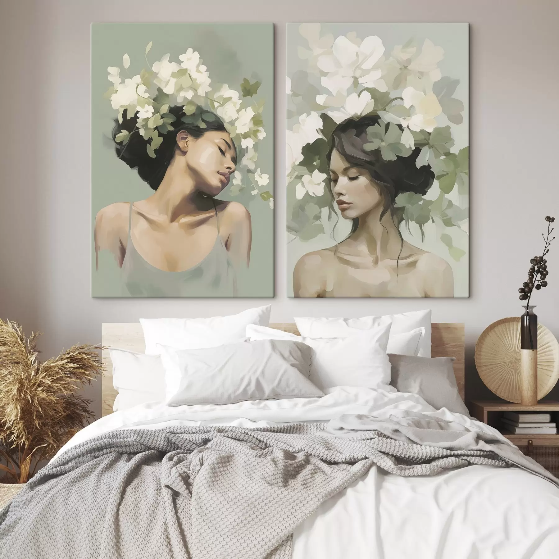 murales de pared Chica con una corona de flores m30007