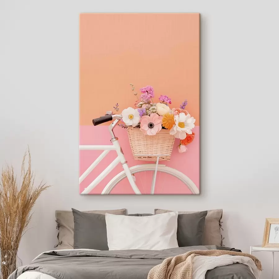 murales de pared Cesta de flores de estilo provenzal, bicicleta s47895