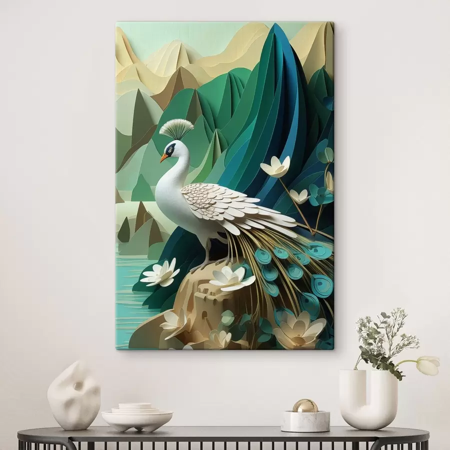 murales de pared Pavo real sobre fondo verde s47901