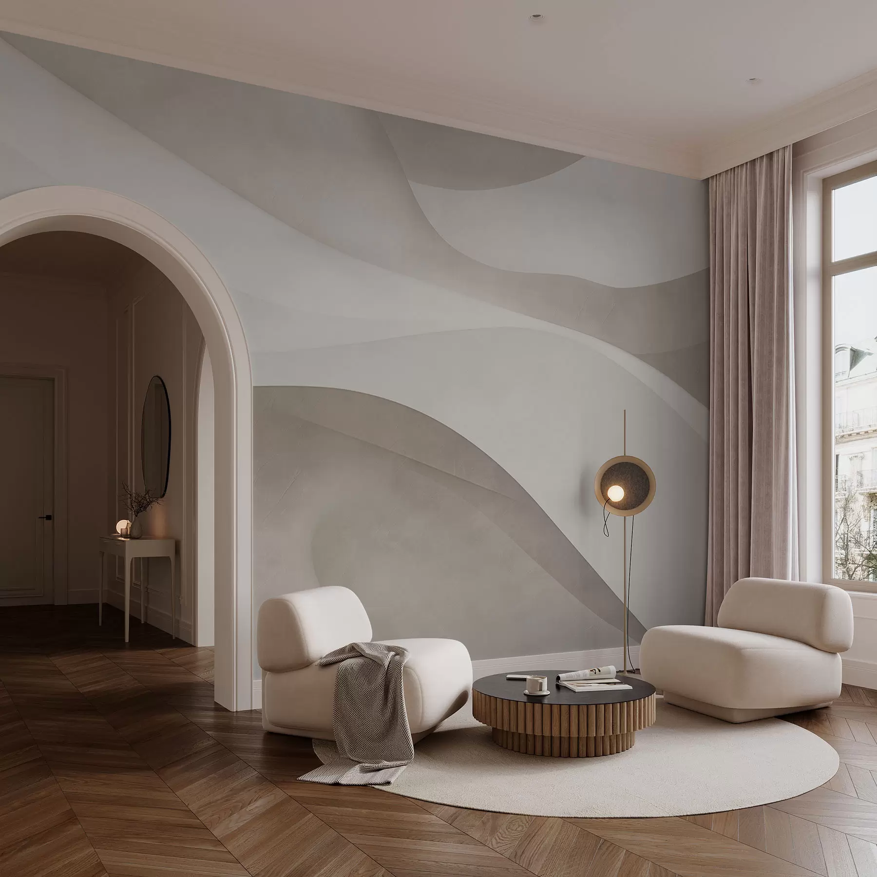 murales de pared Pared abstracta, olas w09694