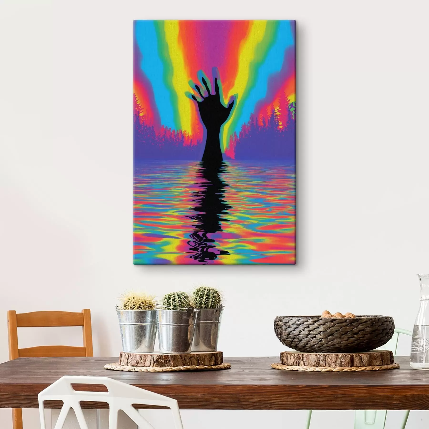 murales de pared Silueta de una mano sobre el agua s47903