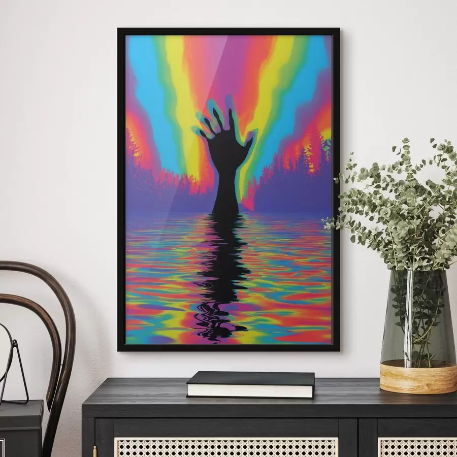 murales de pared Silueta de una mano sobre el agua f47903