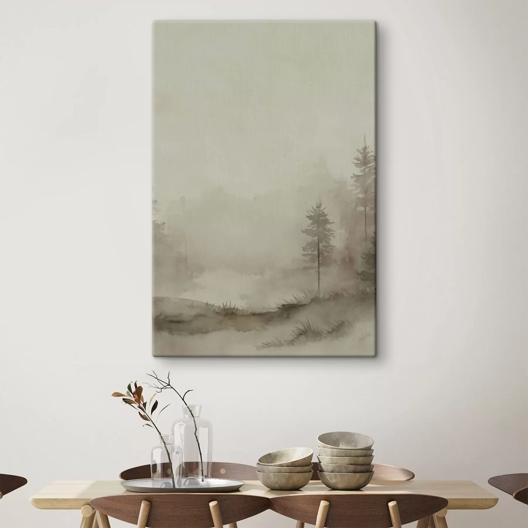 murales de pared Bosque de coníferas, imitación en acuarela s47997