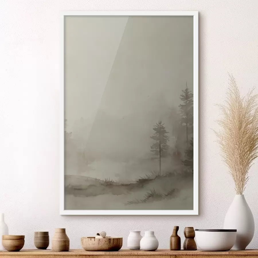 murales de pared Bosque de coníferas, imitación en acuarela f47997