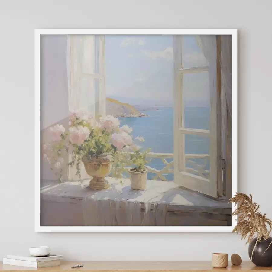 murales de pared Un ramo de flores en un jarrón junto a la ventana. f48053