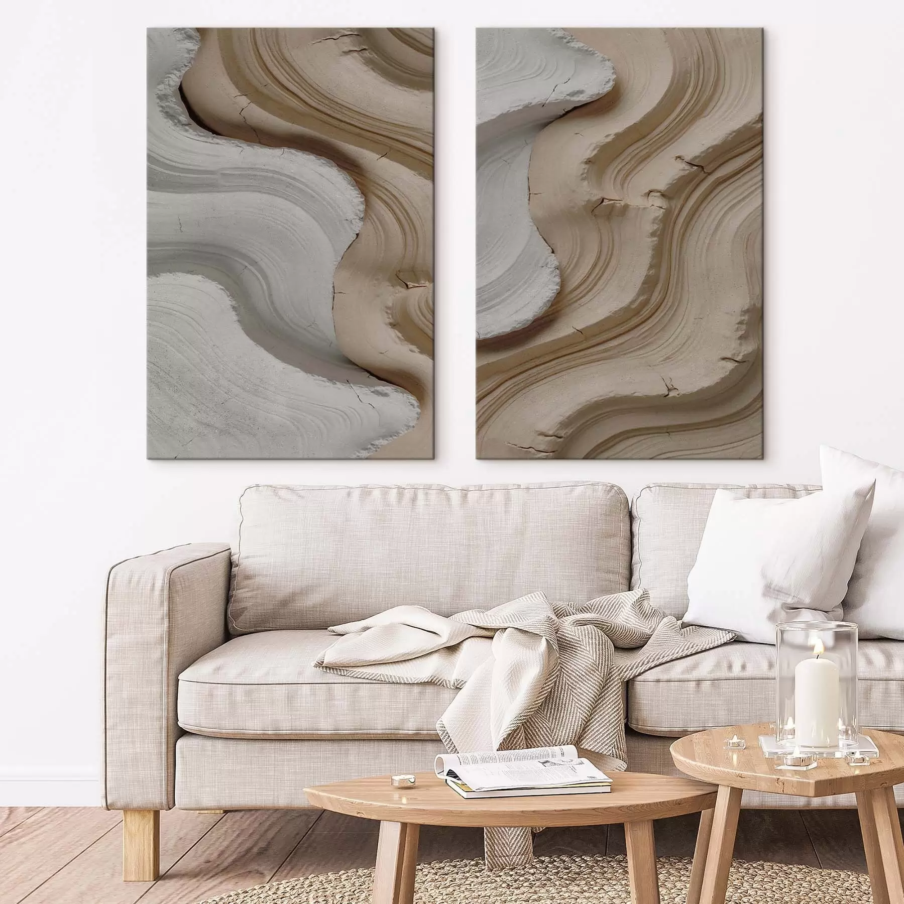 murales de pared Moldura clara y beige, imitación 3D m30080