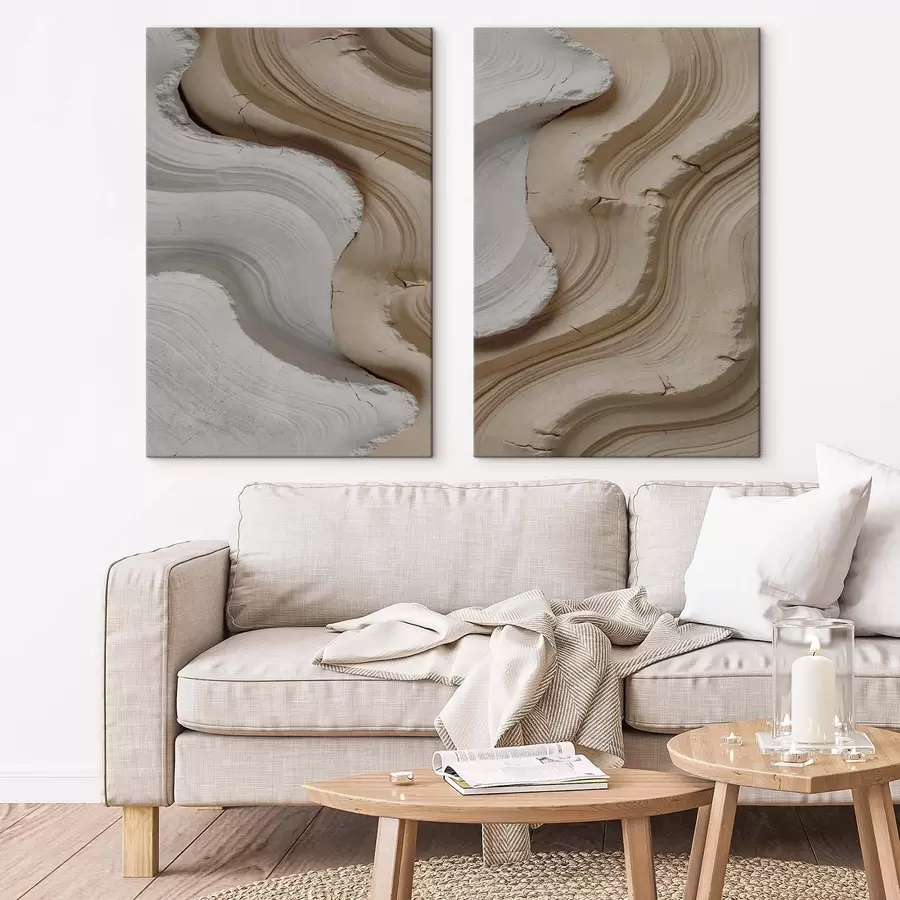 murales de pared Moldura clara y beige, imitación 3D m30080