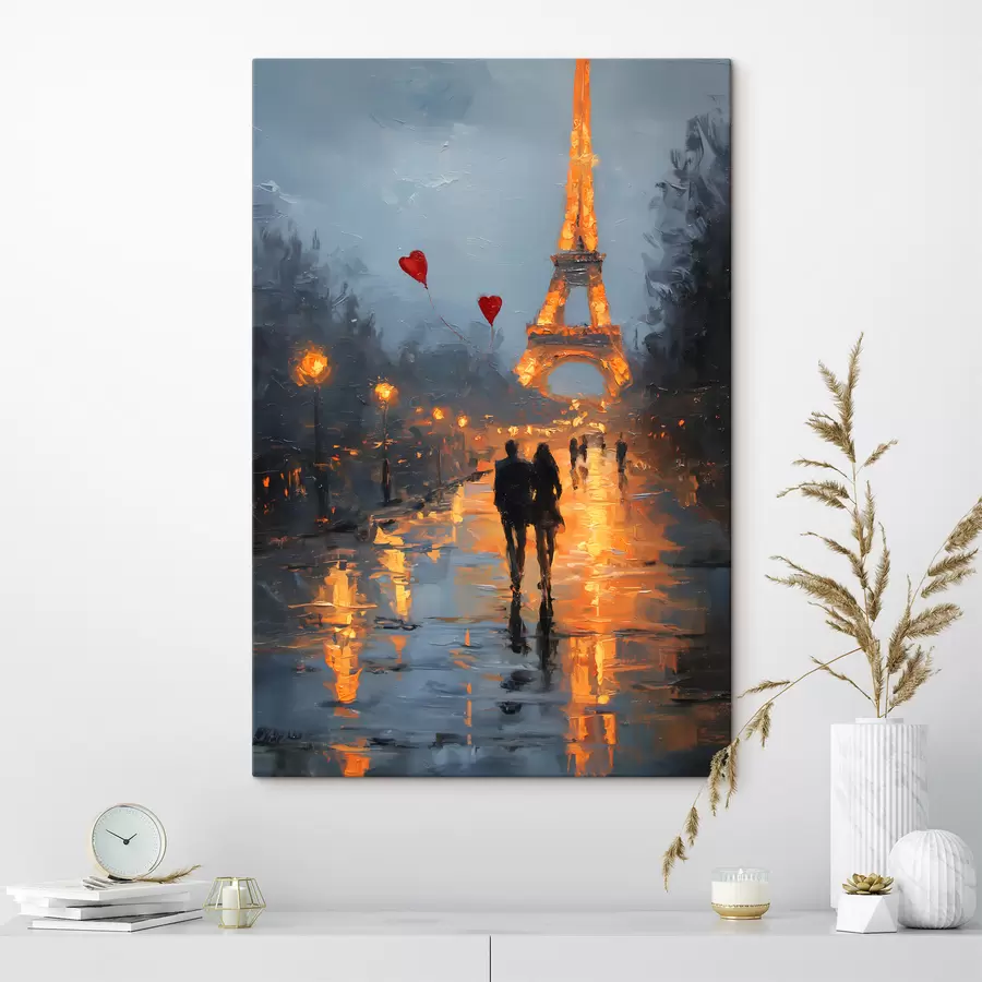 murales de pared Paseo romántico por París al estilo de una pintura al óleo. s47952