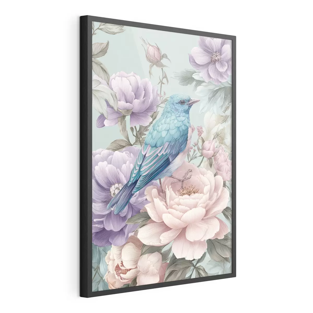Poster pájaros cantando entre rosas f47943