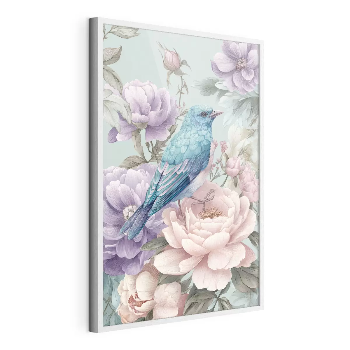 Poster pájaros cantando entre rosas f47943