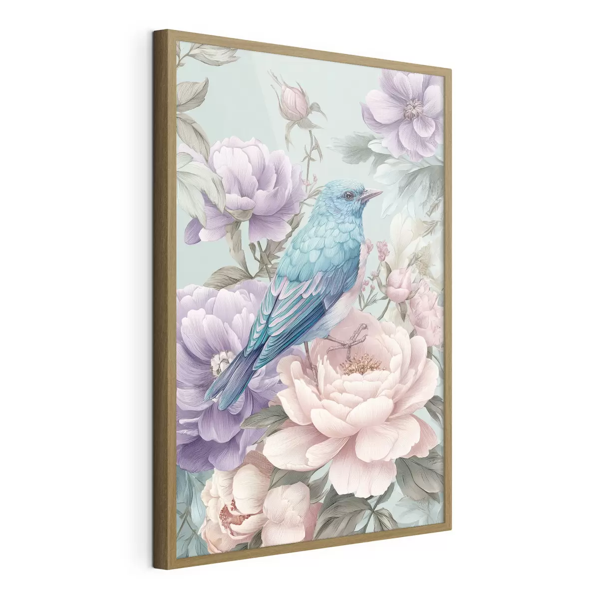Poster pájaros cantando entre rosas f47943