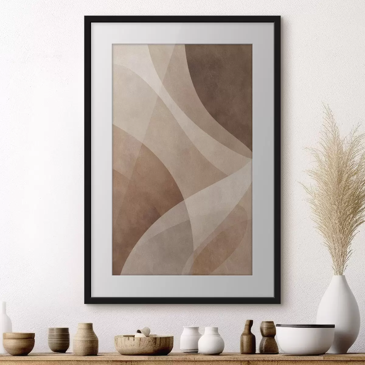 Poster ondas abstractas en tonos chocolate f47948