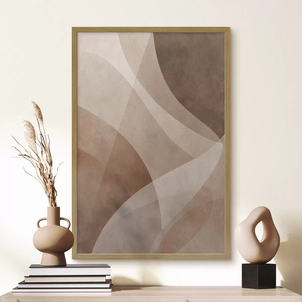 Poster ondas abstractas en tonos chocolate f47948