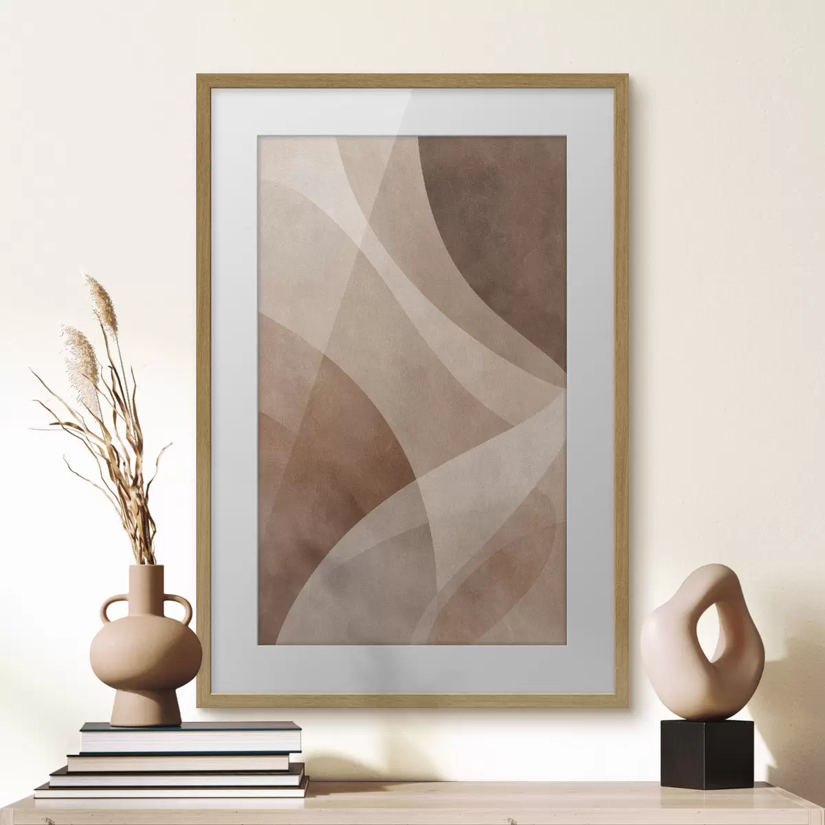 Poster ondas abstractas en tonos chocolate f47948