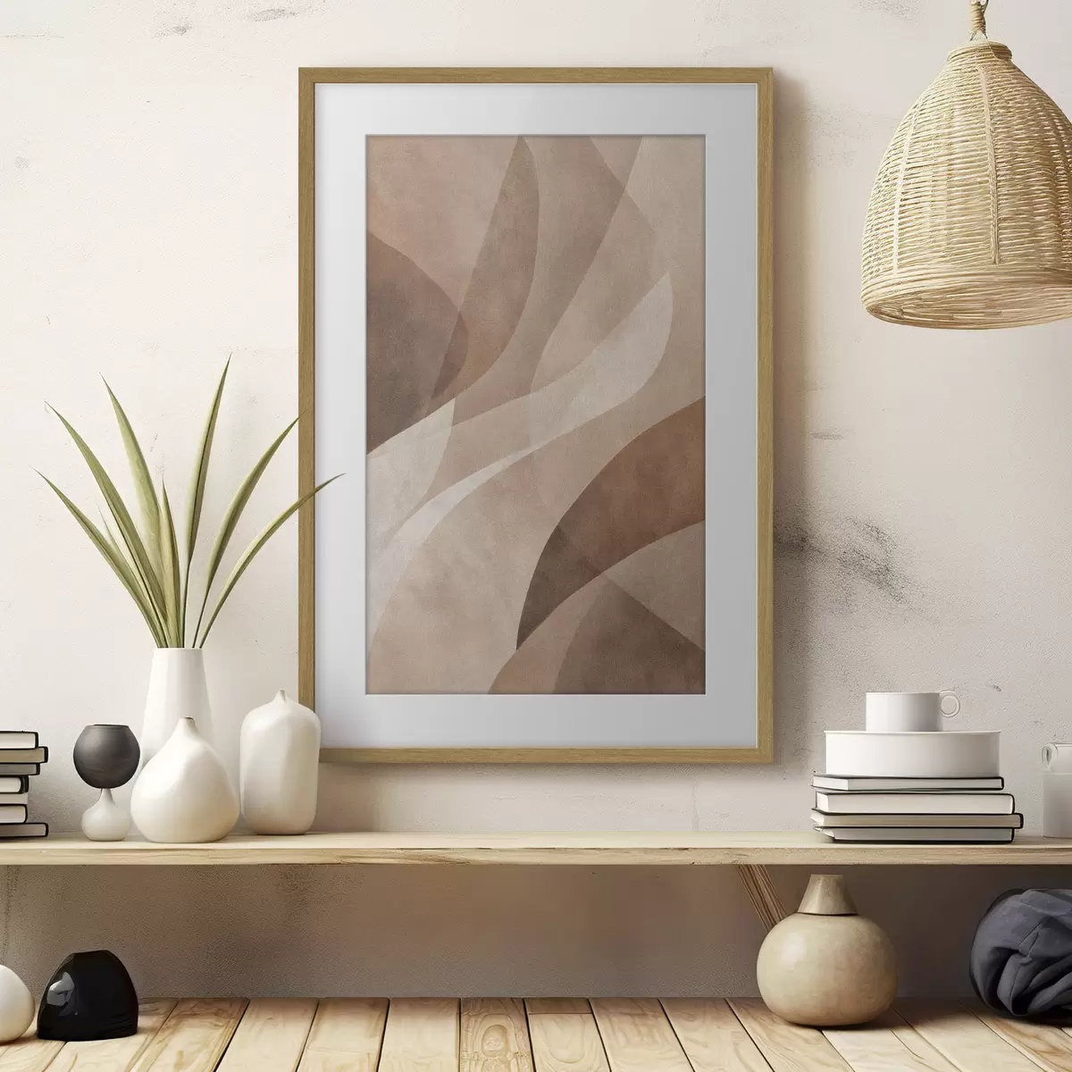 Poster ondas abstractas en tonos chocolate f47949