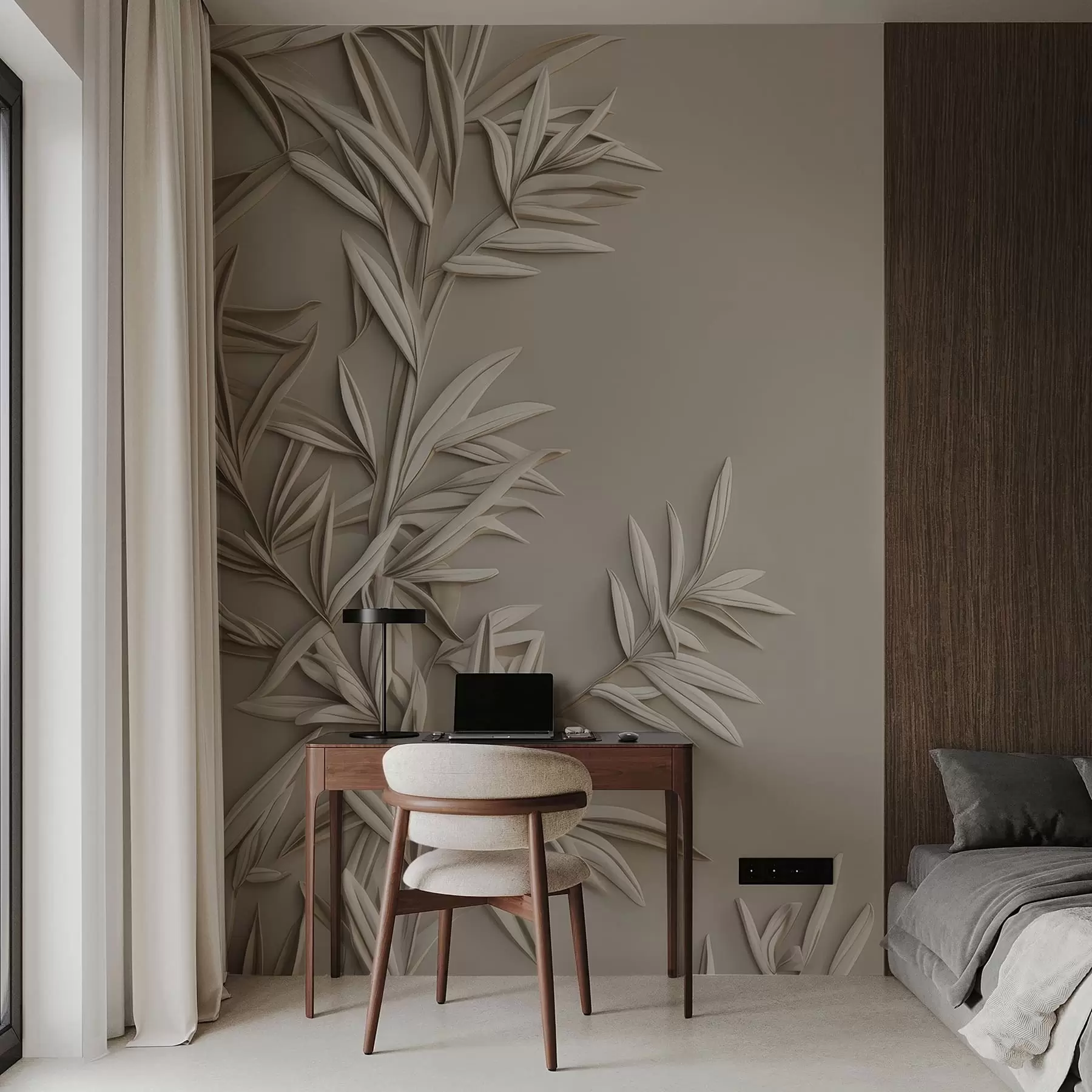 murales de pared Imitación de hojas en bajorrelieve w05244