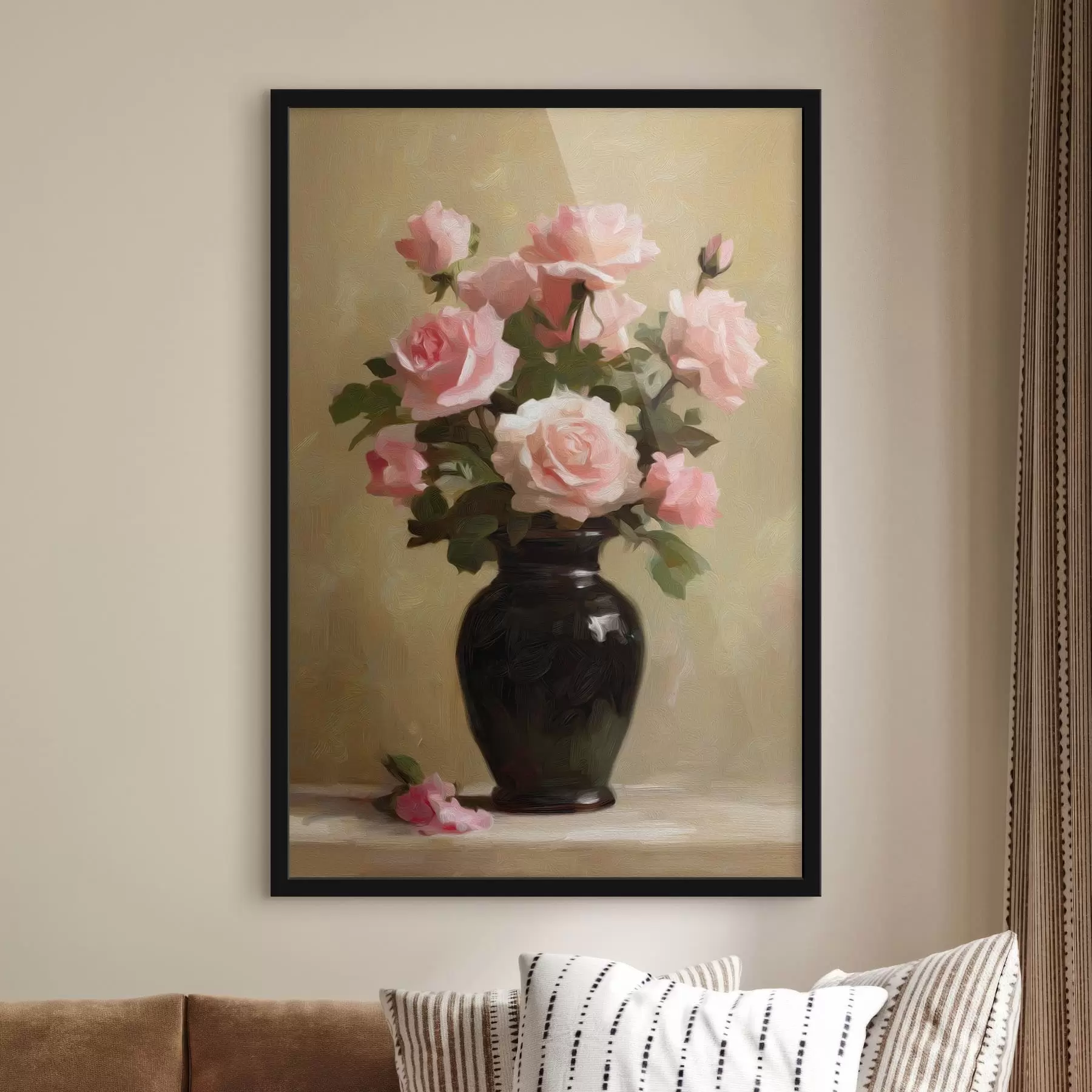 murales de pared Jarrón con rosas f48125