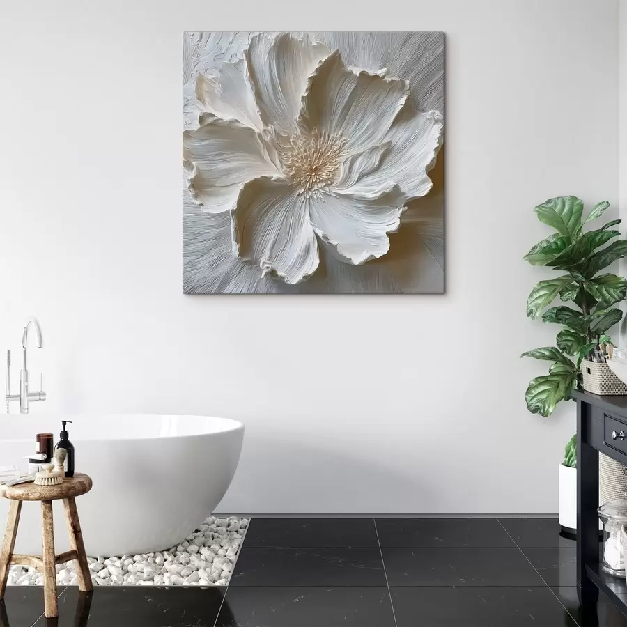 murales de pared Escultura floral en relieve de yeso blanco. s48064