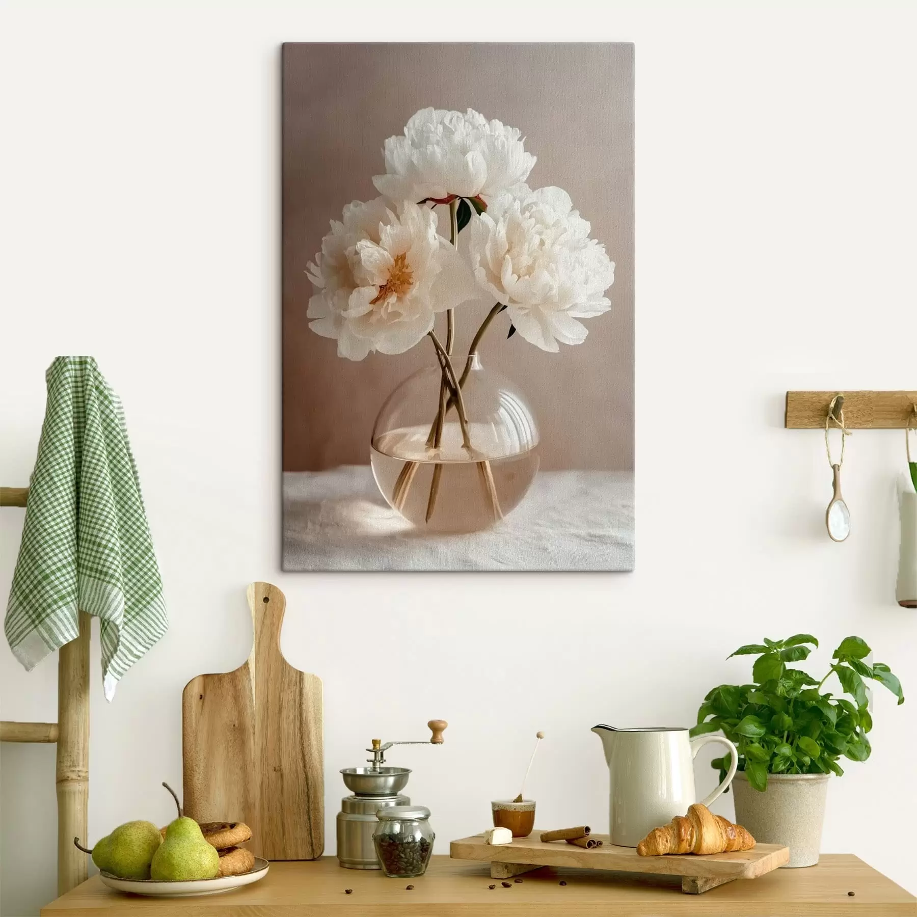 murales de pared Naturaleza muerta minimalista y aireada con peonías. s48119