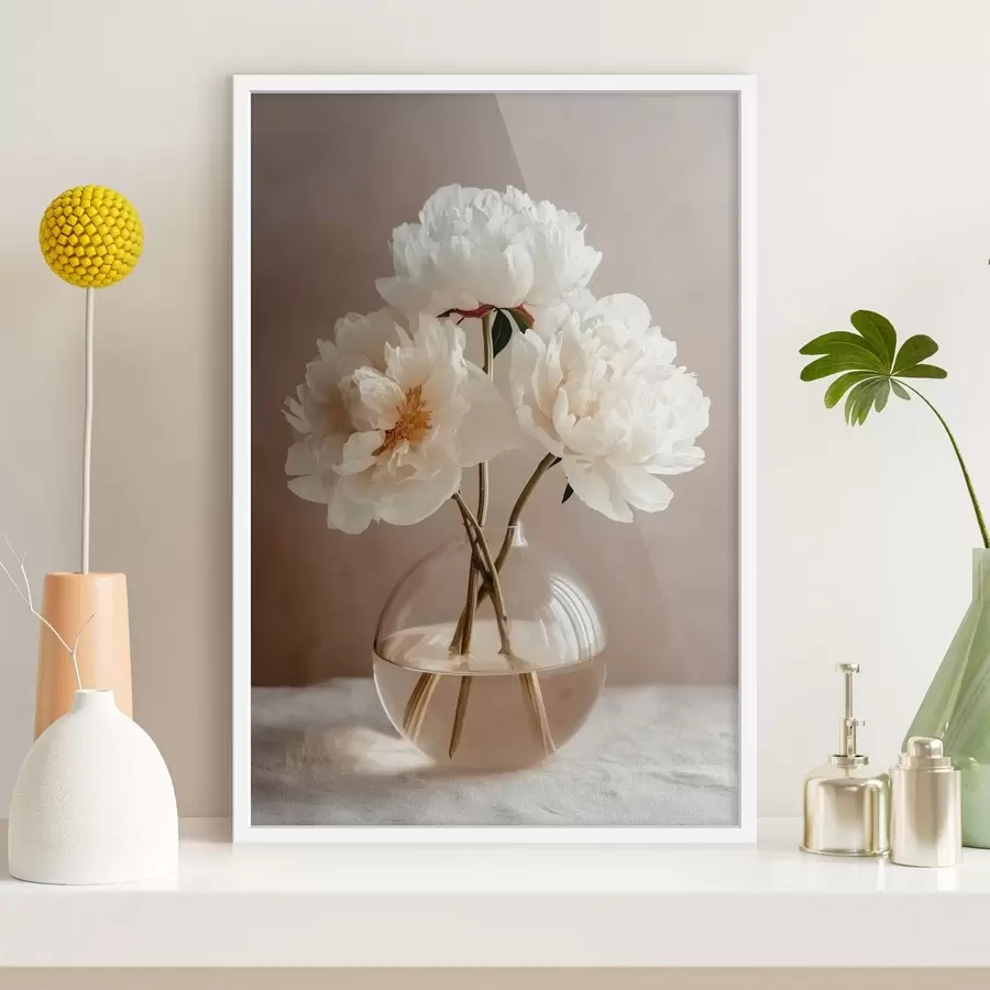 murales de pared Naturaleza muerta minimalista y aireada con peonías. f48119