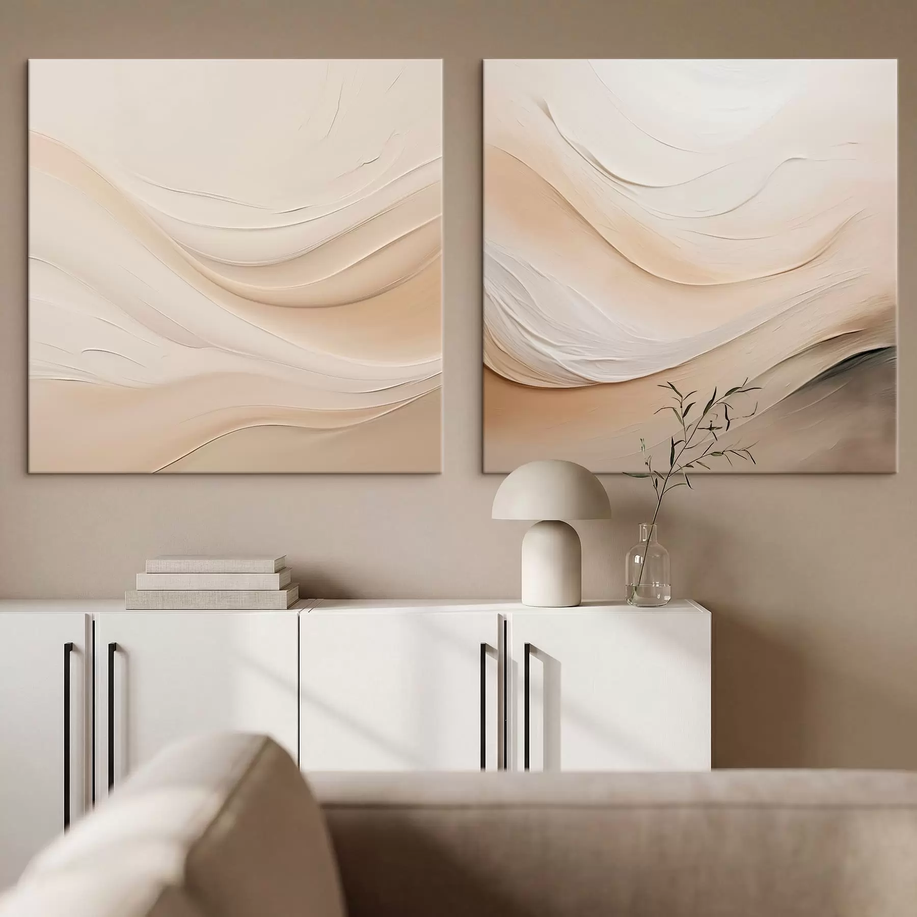 murales de pared Ondas abstractas en tonos beige m30101