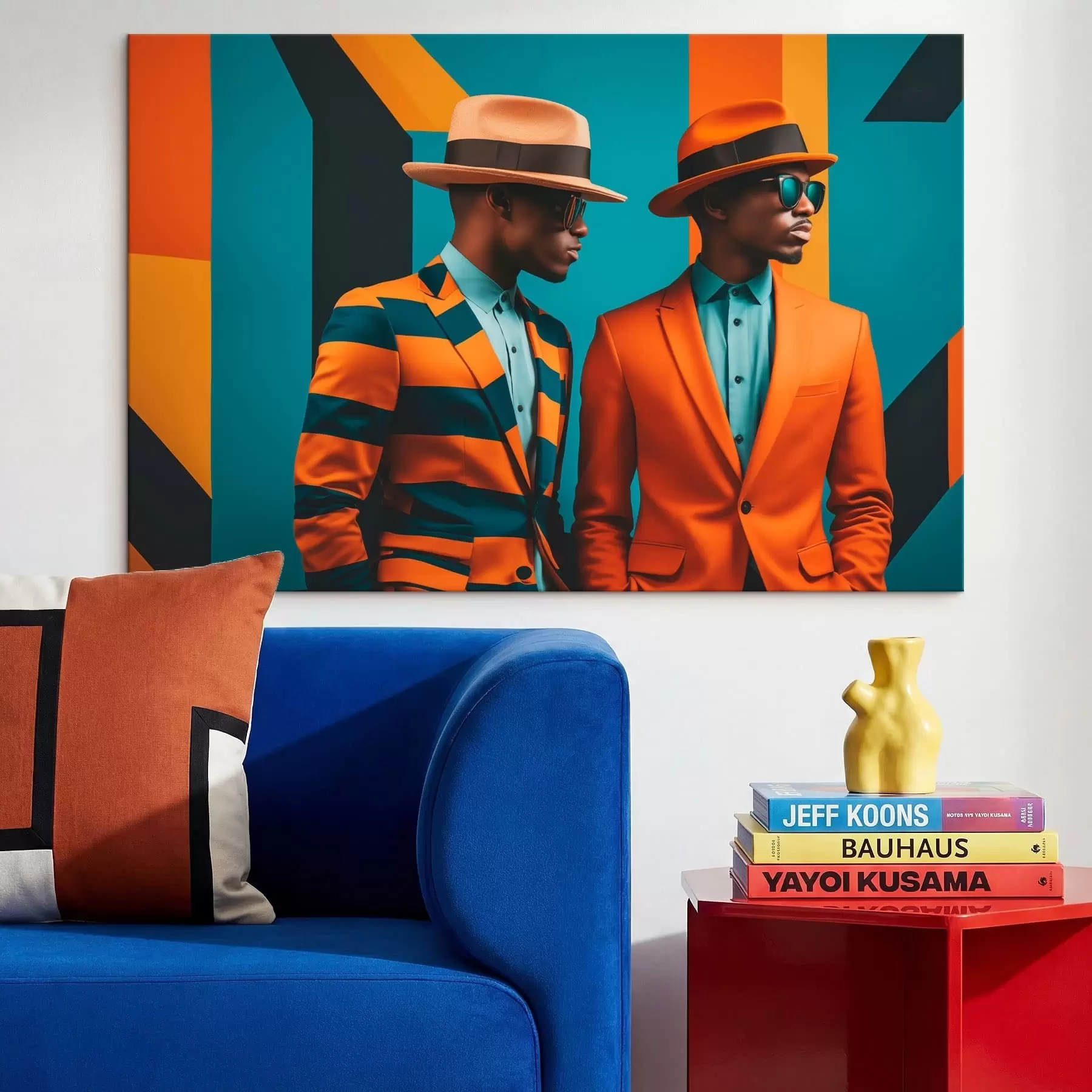 murales de pared Dos hombres con trajes brillantes y sombreros. s48091