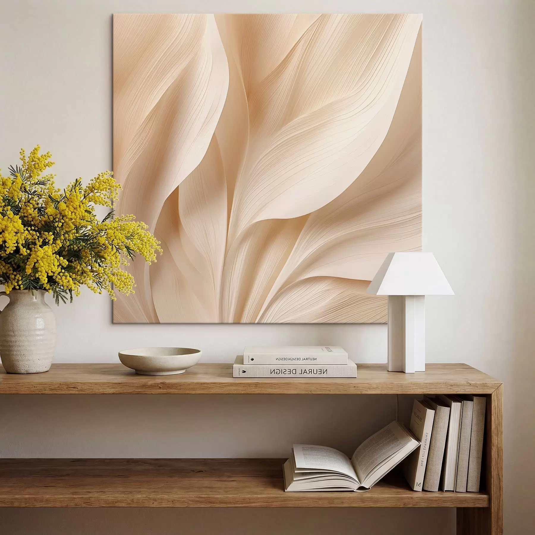 murales de pared Líneas abstractas fluidas en color beige s48095