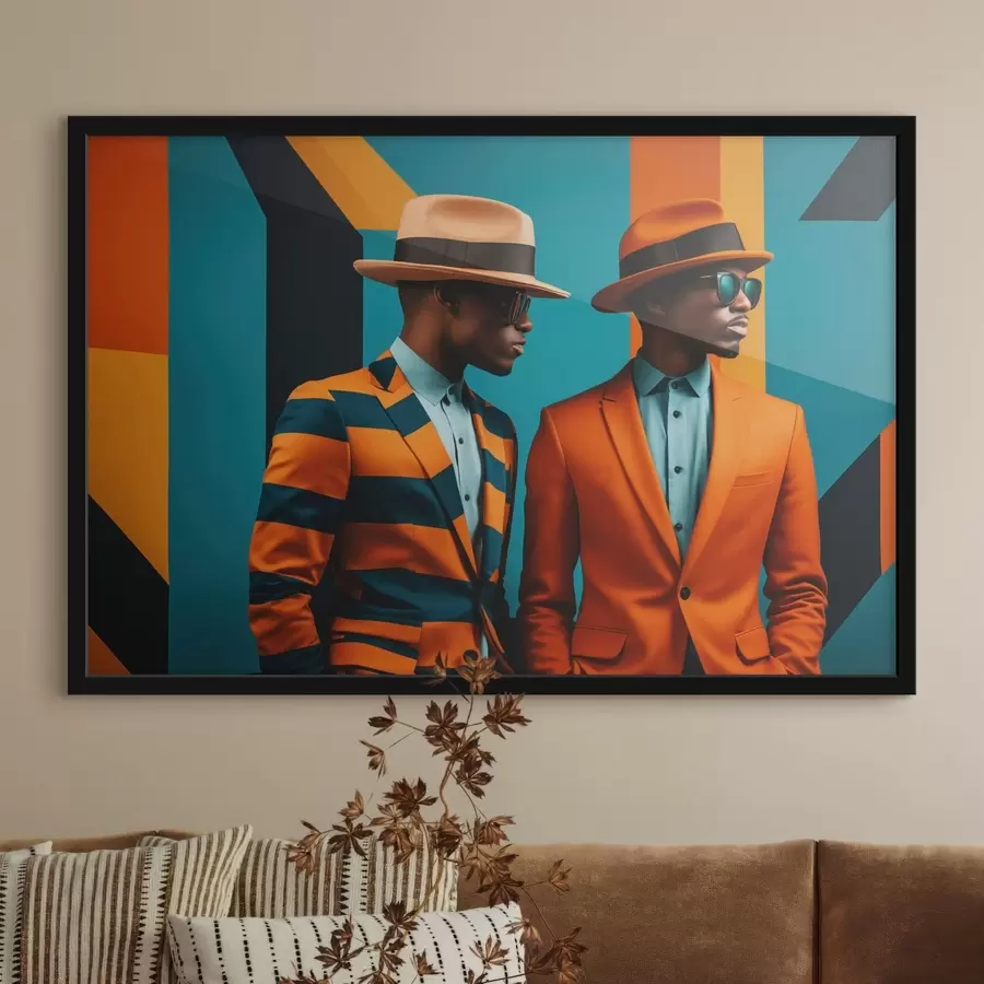 murales de pared Dos hombres con trajes brillantes y sombreros. f48091