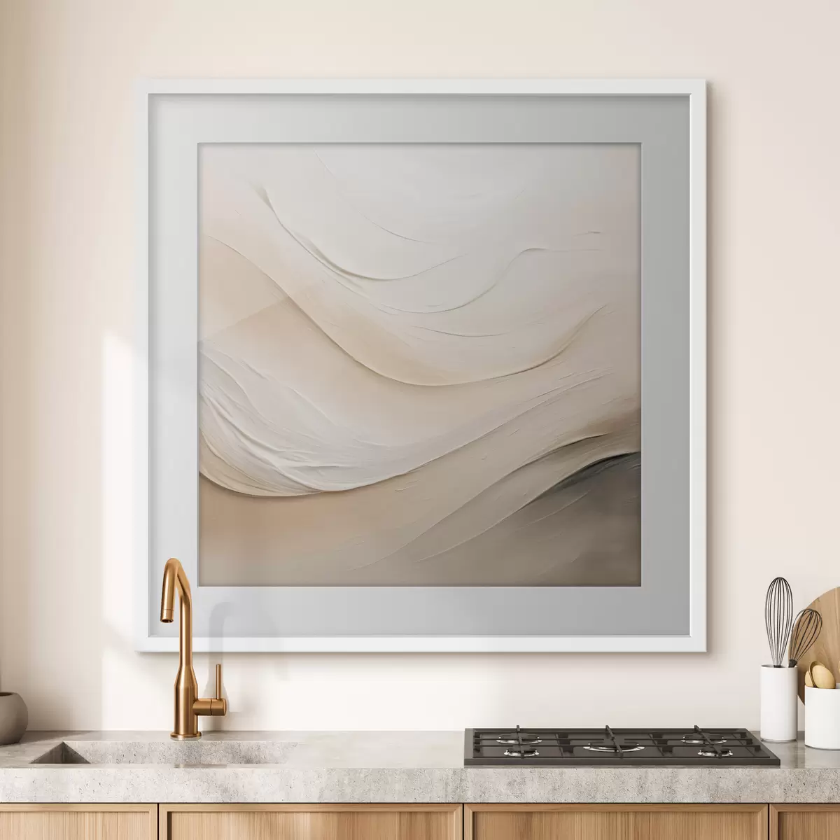 Poster Ondas beige en capas con textura suave f48099
