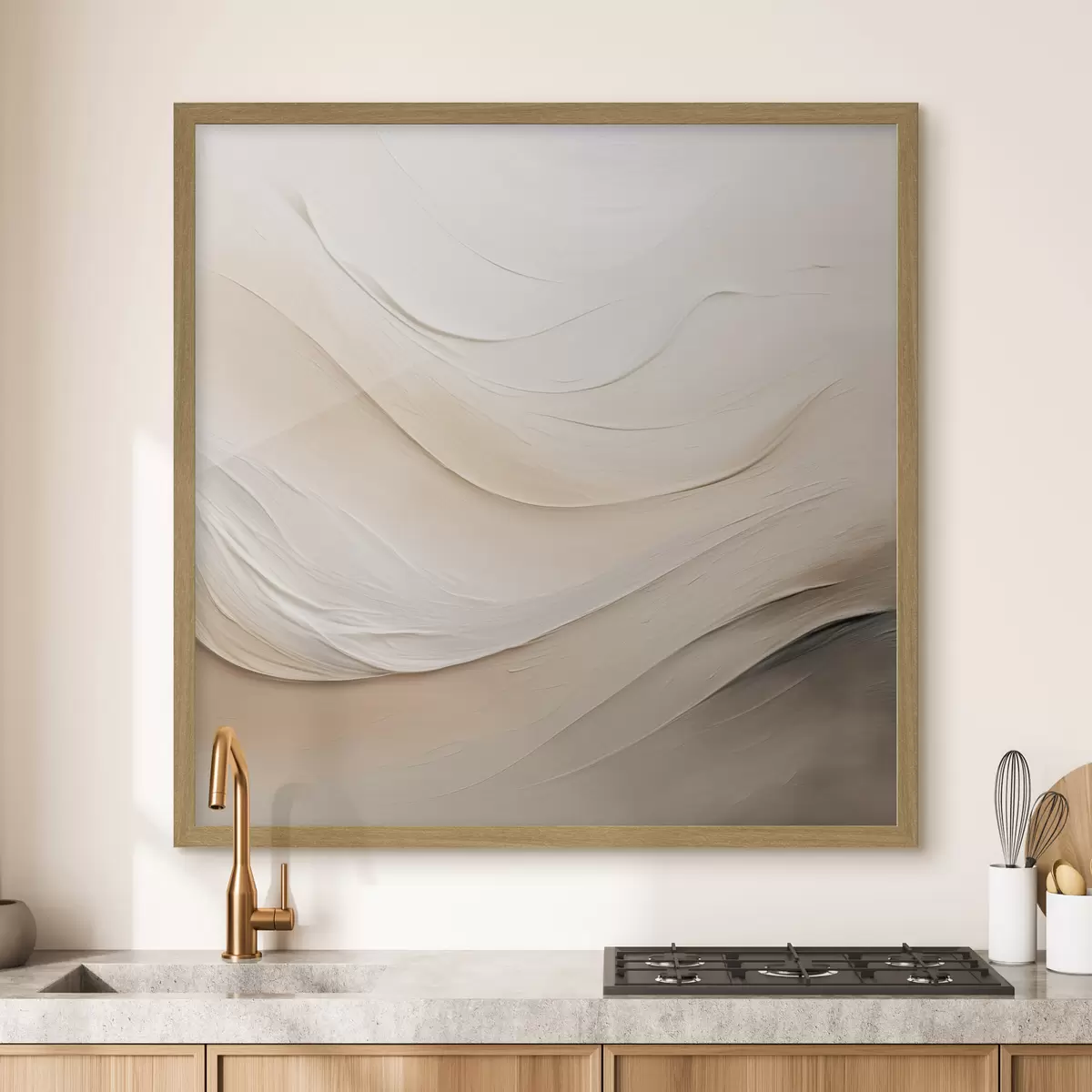 Poster Ondas beige en capas con textura suave f48099
