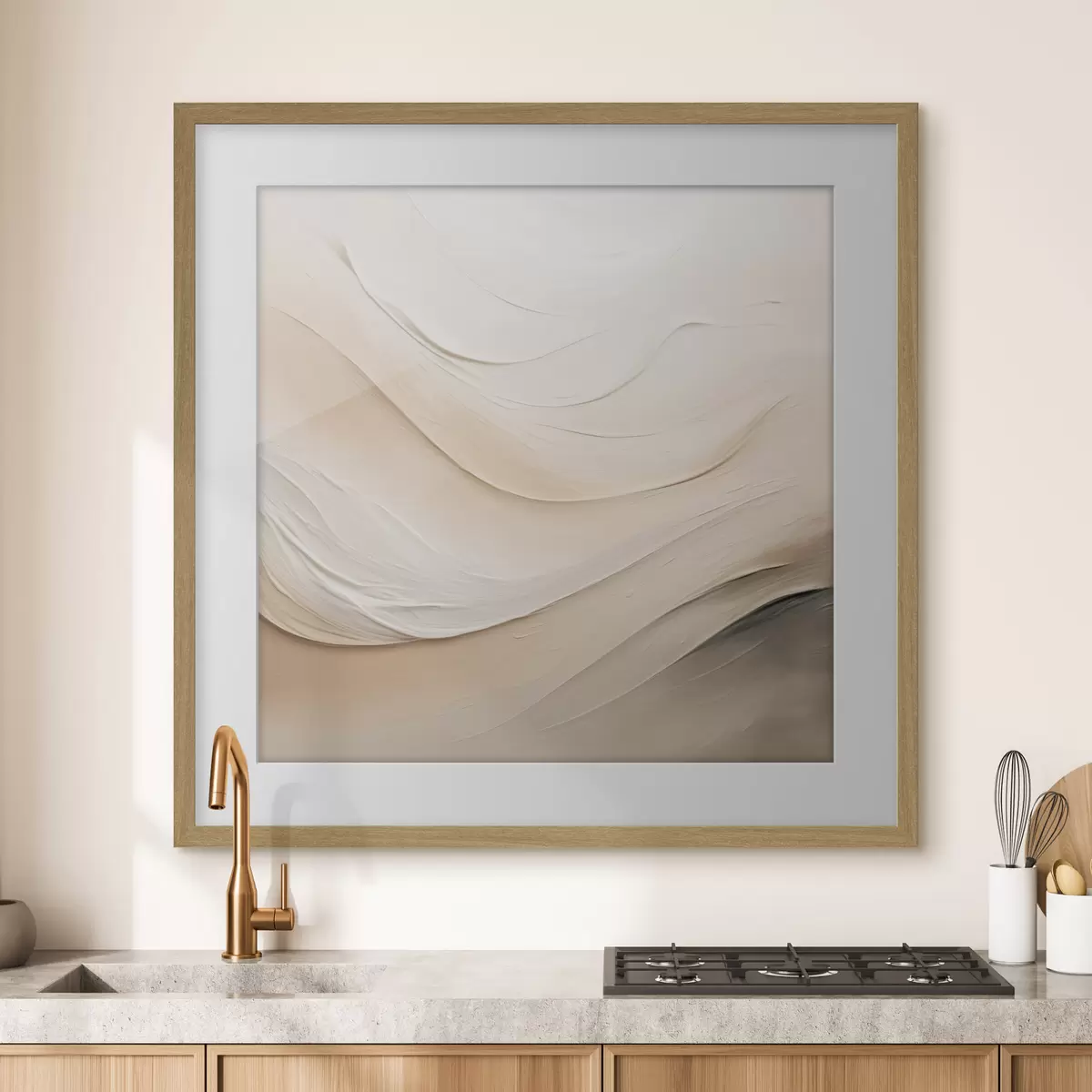 Poster Ondas beige en capas con textura suave f48099