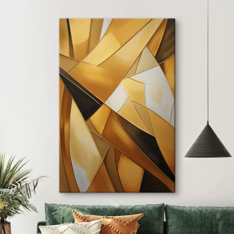 murales de pared Formas geométricas abstractas en tonos naranjas, marrones y blancos con contornos finos sobre un fondo texturizado. s47863