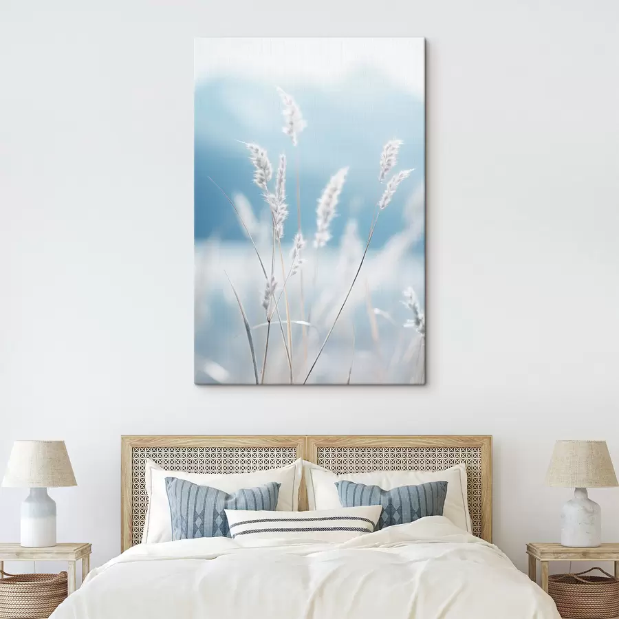 murales de pared Hierba blanca y esponjosa contra un suave cielo azul, con una profundidad de campo reducida. s47880