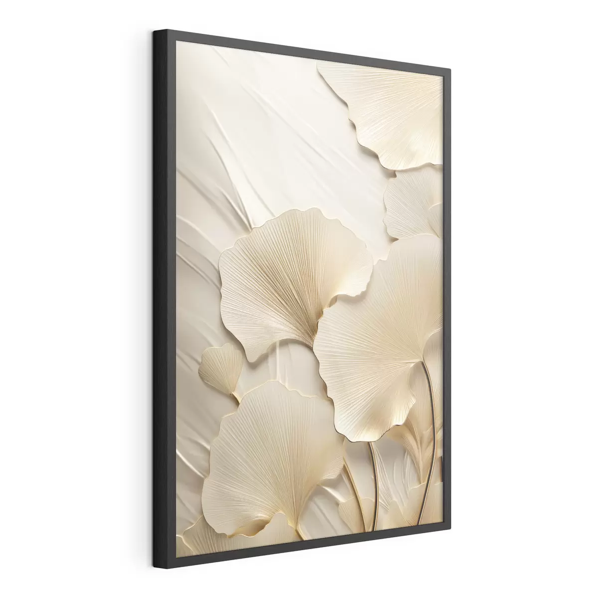 Poster Hojas abstractas de ginkgo sobre un fondo ligero y texturizado, composición elegante y abstracta. f47867
