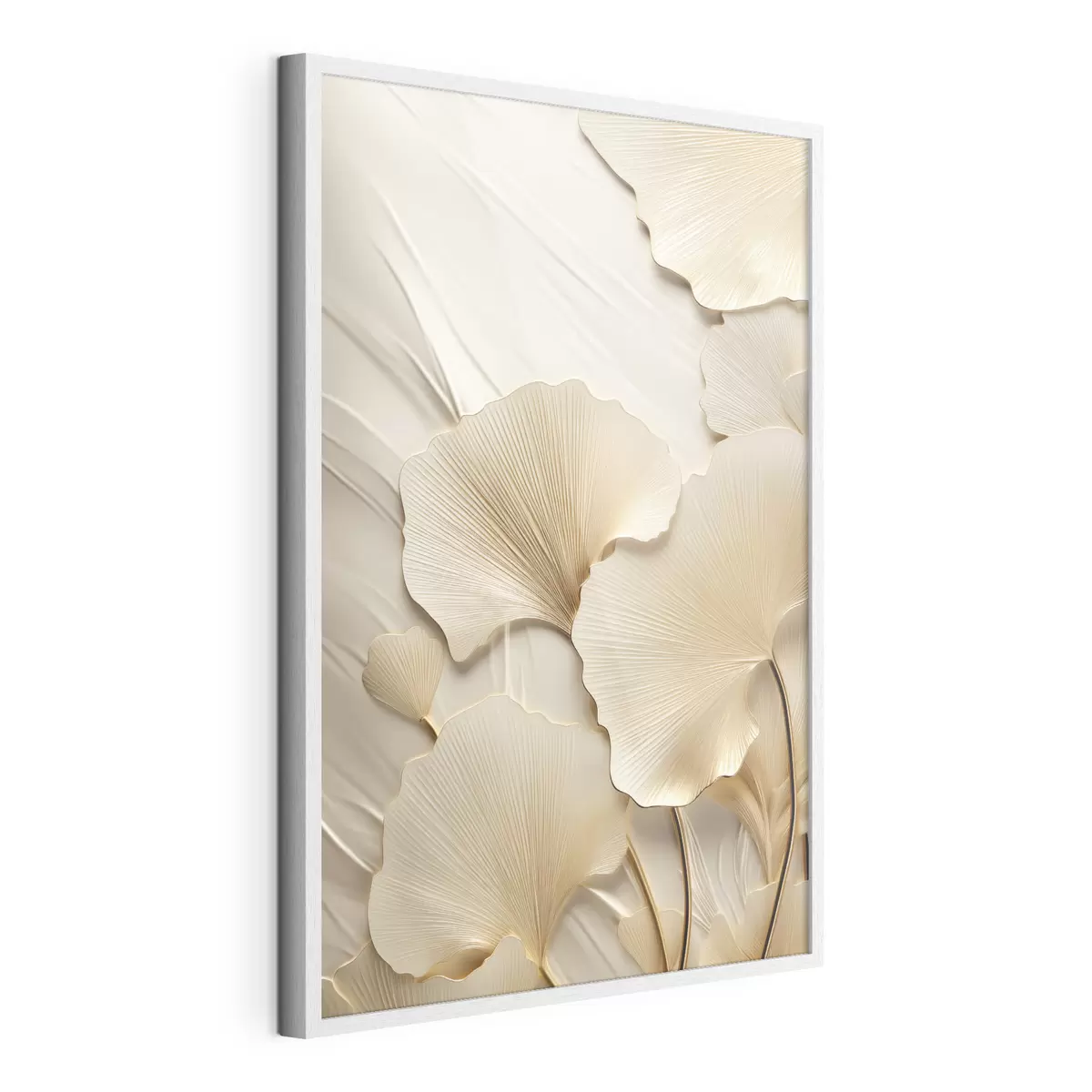 Poster Hojas abstractas de ginkgo sobre un fondo ligero y texturizado, composición elegante y abstracta. f47867