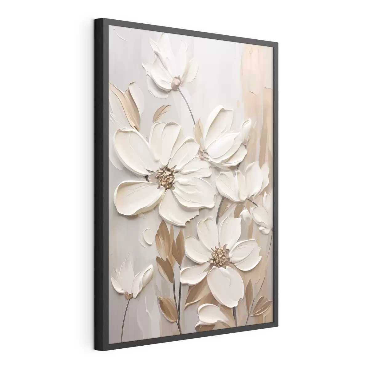Poster Flores blancas en relieve f47873