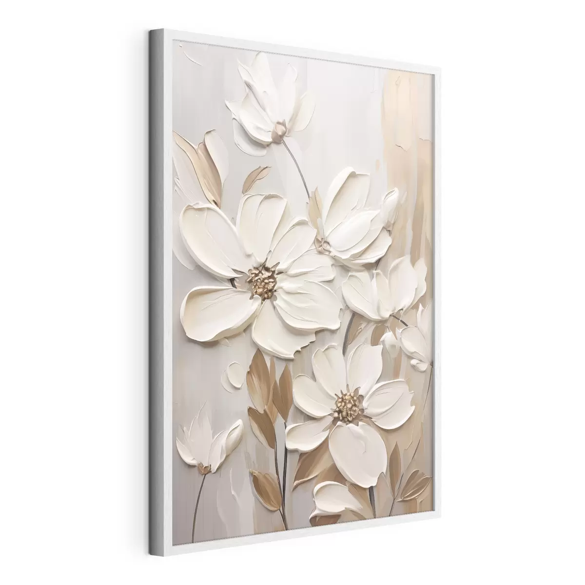 Poster Flores blancas en relieve f47873