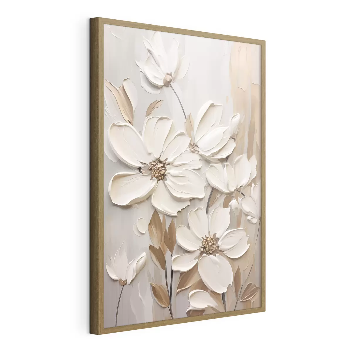 Poster Flores blancas en relieve f47873