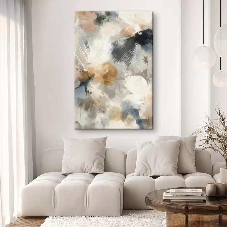 murales de pared Composición artística con flores grandes y gráficos lineales. s47971