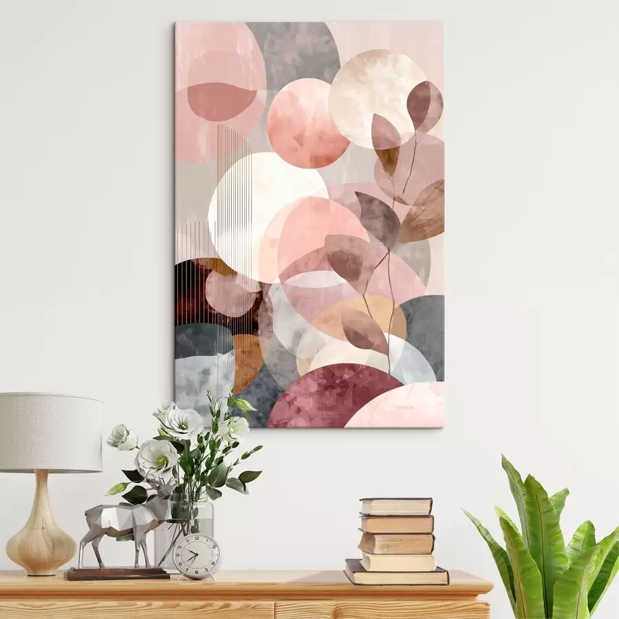 murales de pared Formas geométricas y elementos botánicos en un estilo minimalista moderno. s47975