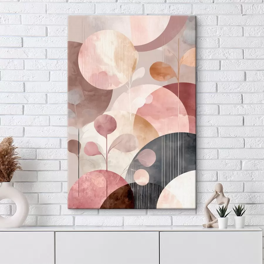 murales de pared Composición de círculos translúcidos y ramas estilizadas. s47978