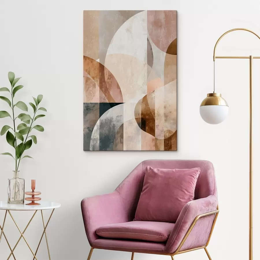 murales de pared Composición moderna con formas circulares y trazos verticales. s47980